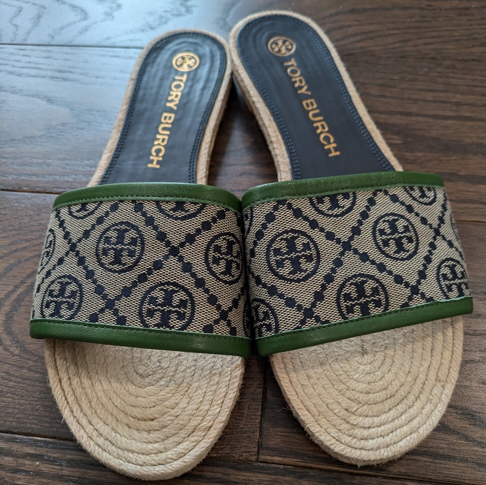 Tory Burch T monogram espadrille slides